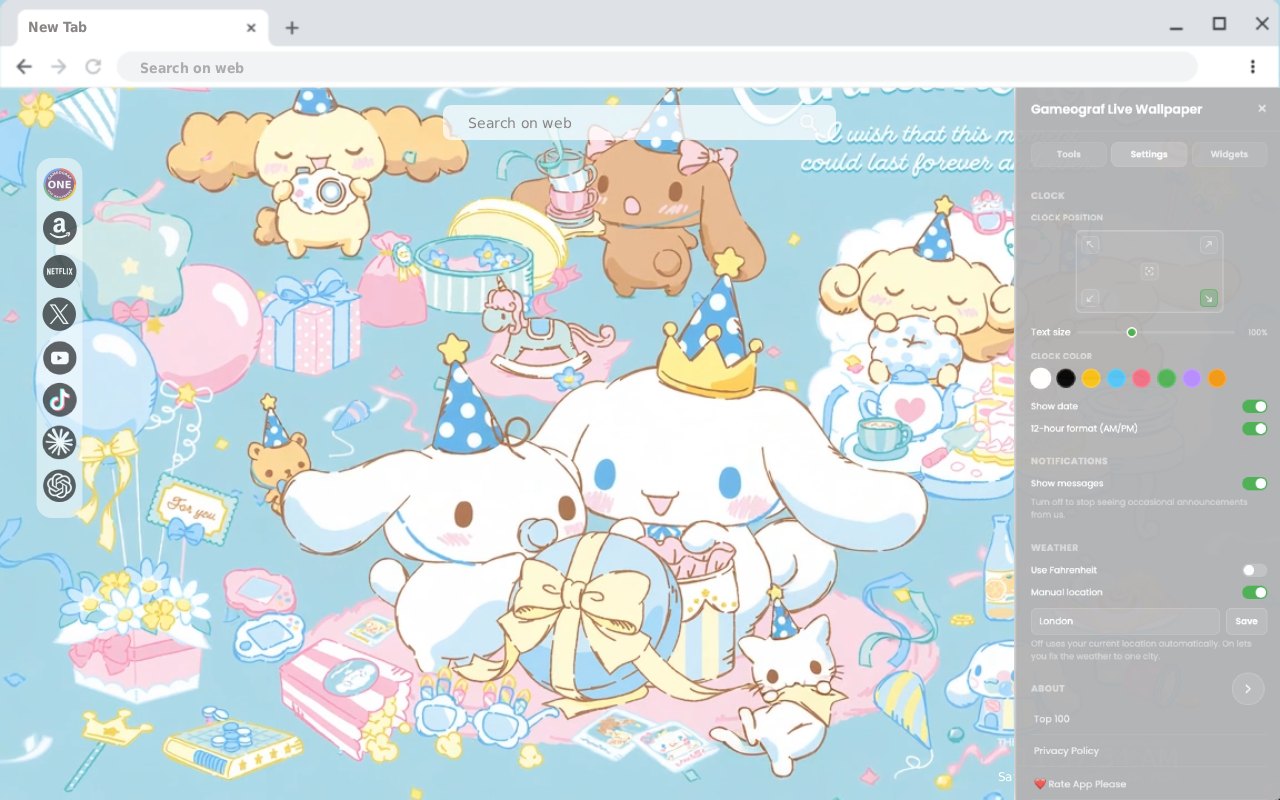 Cinnamoroll Pastel Party Live Wallpaper New Tab - 截图 2