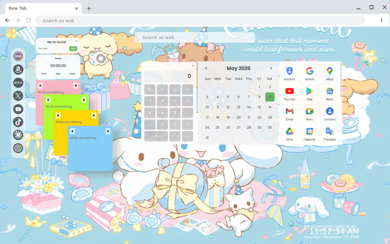 Cinnamoroll Pastel Party Live Wallpaper New Tab - 截图 3