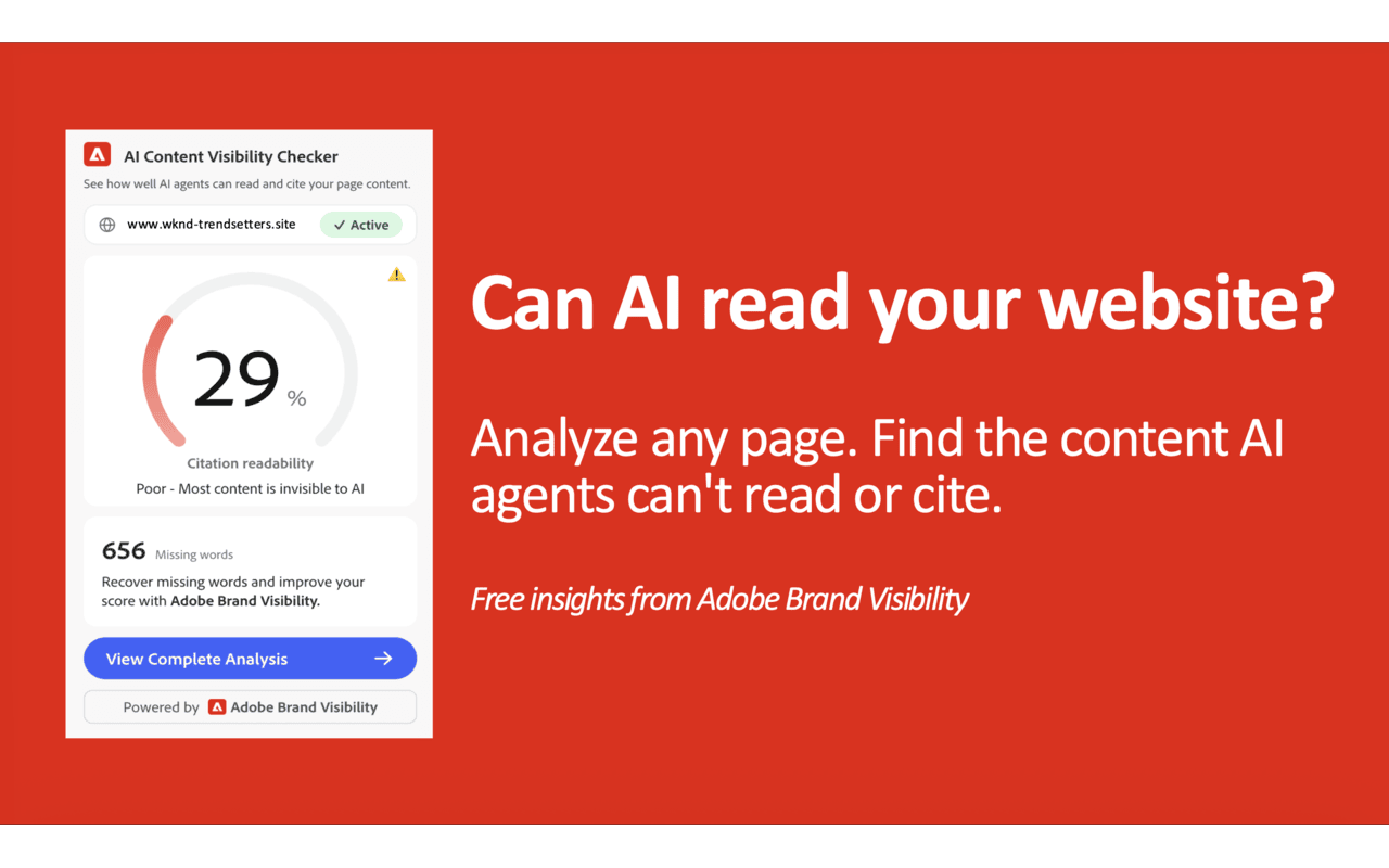 AI Content Visibility Checker, powered by Adobe Brand Visibility - 截图 1