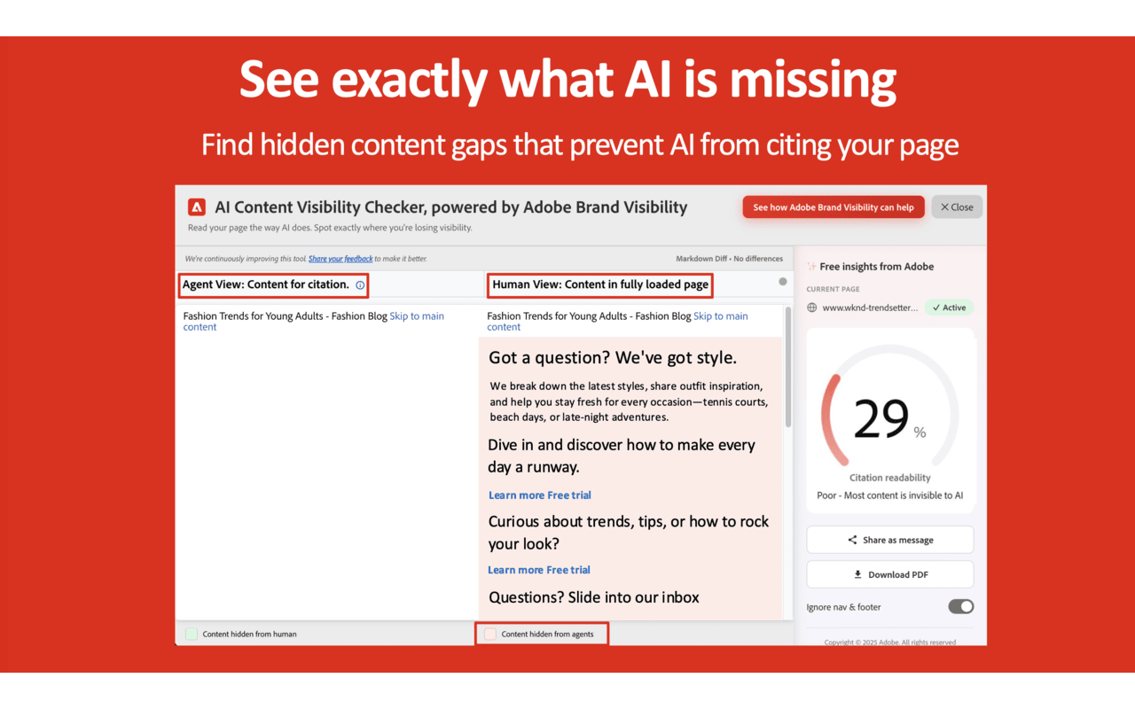 AI Content Visibility Checker, powered by Adobe Brand Visibility - 截图 3