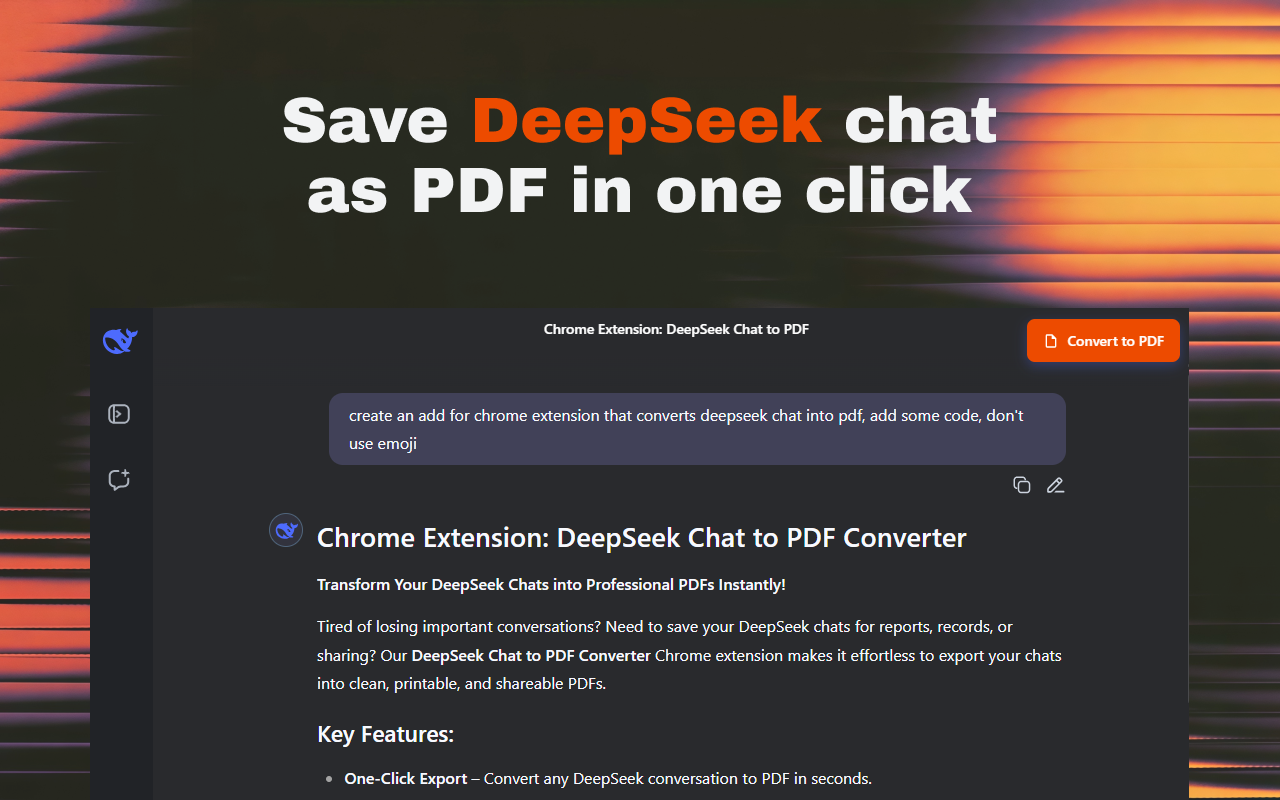 Deepseek to PDF, Word, Markdown export - 截图 1