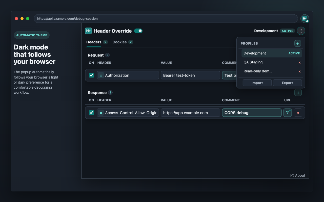 Header Override: Modify HTTP Headers & Cookies - 截图 5