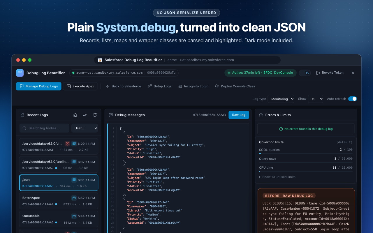 Salesforce Debug Log Beautifier - 截图 2