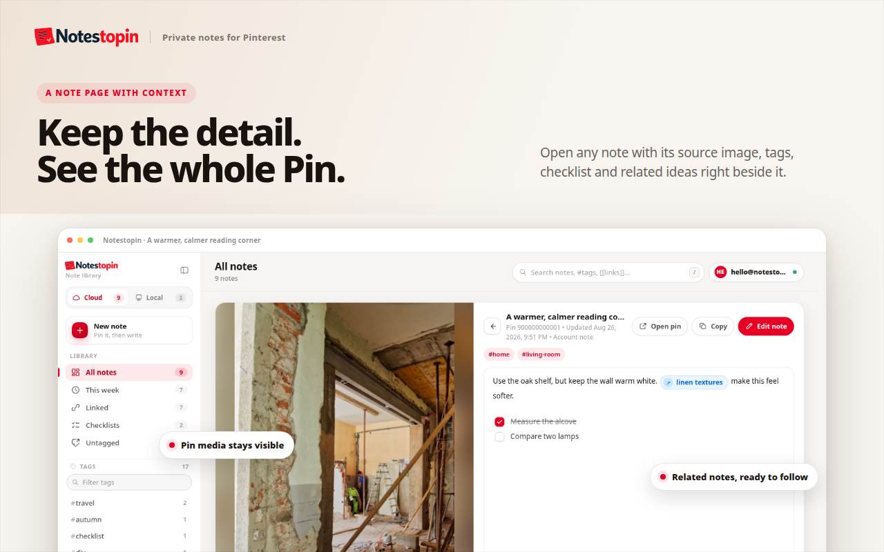 Pinterest Notes, Organizer & Planning Dashboard – Notestopin - 截图 3