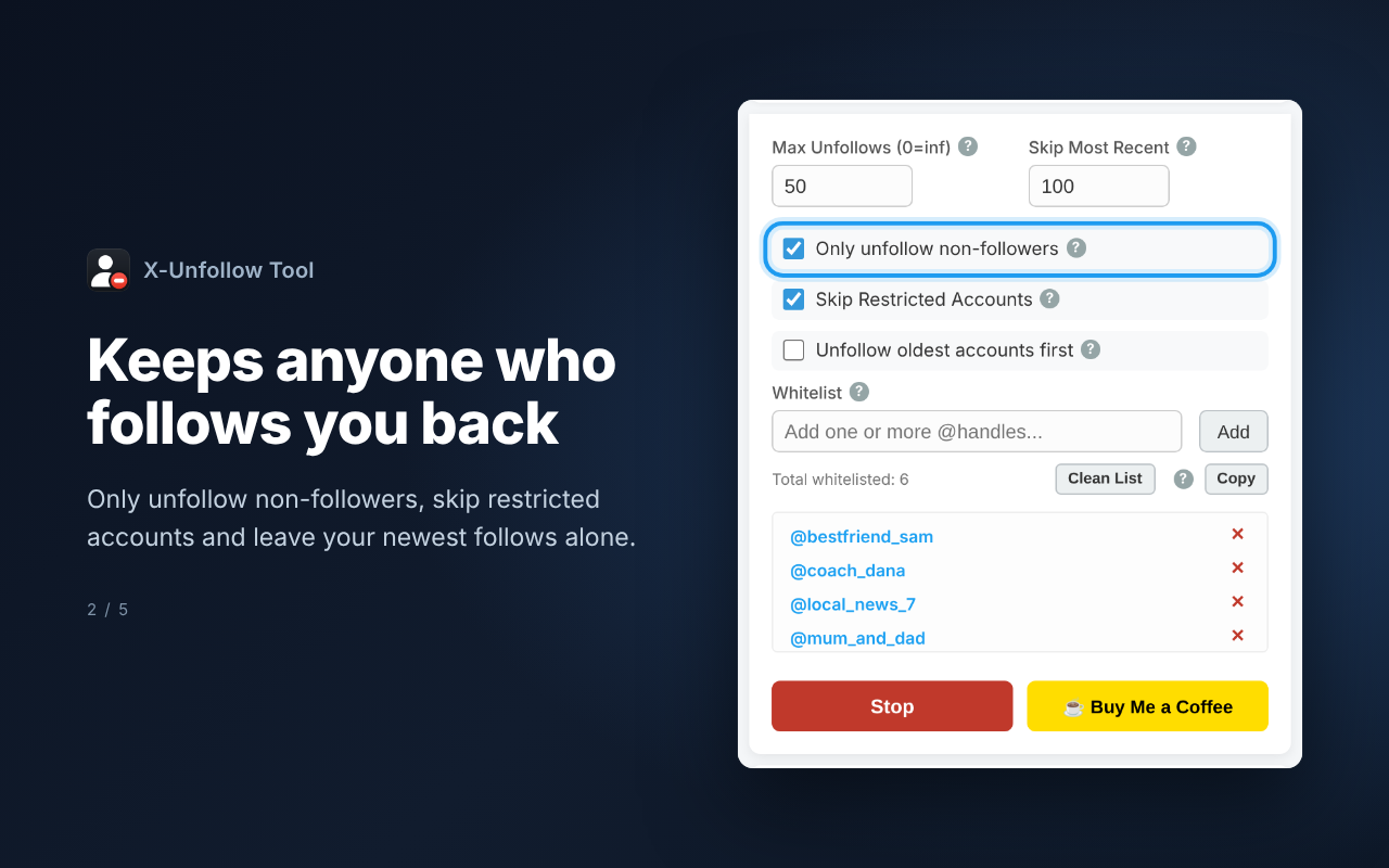 X-Unfollow Tool – X(推特)批量取消关注 - 截图 2