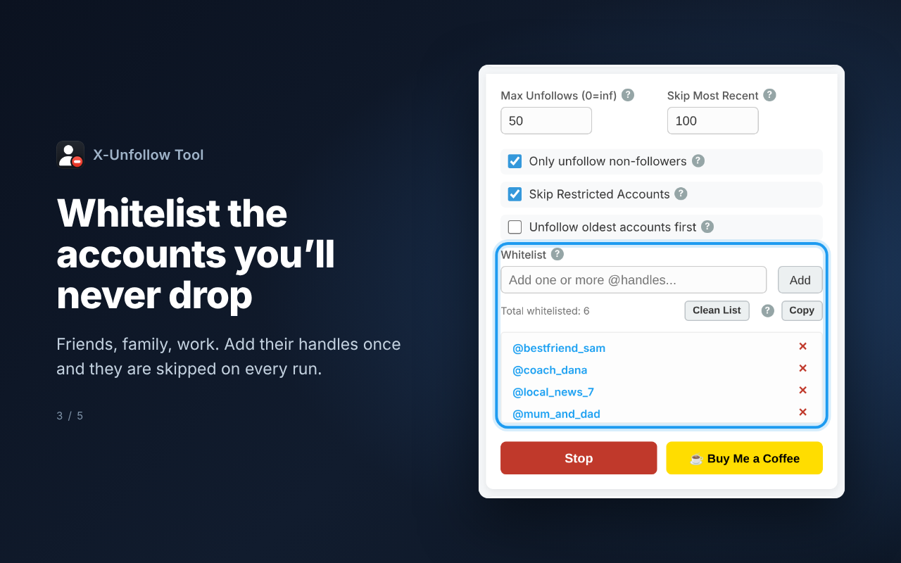X-Unfollow Tool – X(推特)批量取消关注 - 截图 3