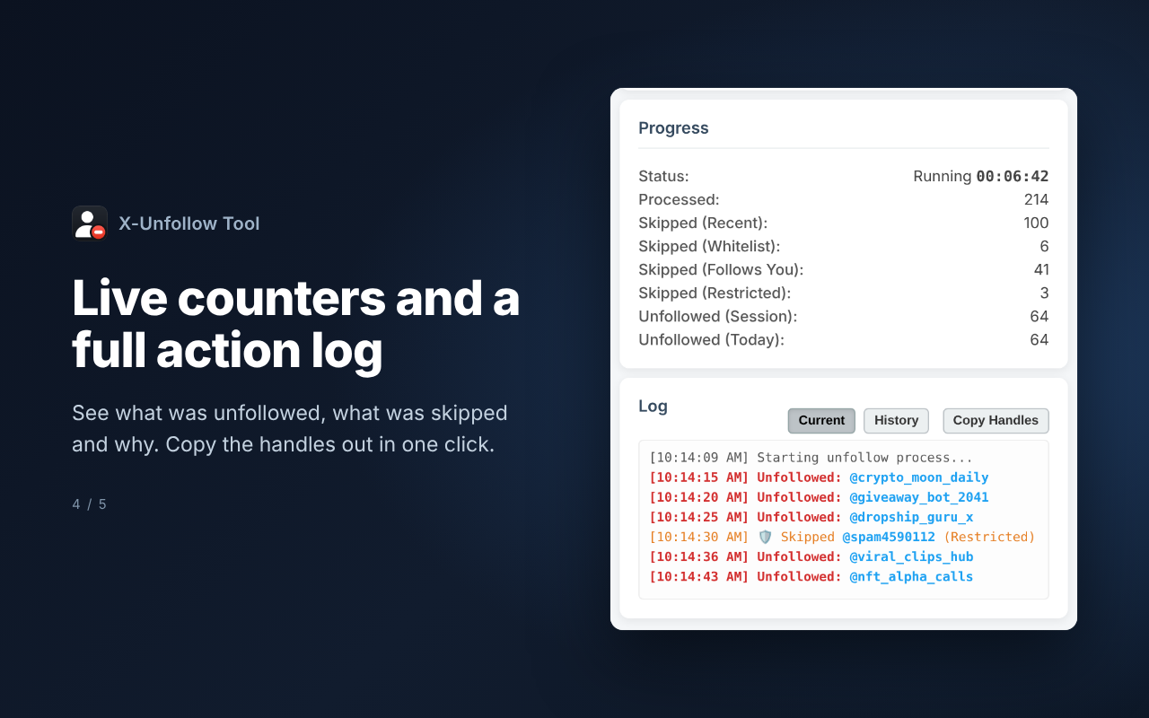 X-Unfollow Tool – X(推特)批量取消关注 - 截图 4