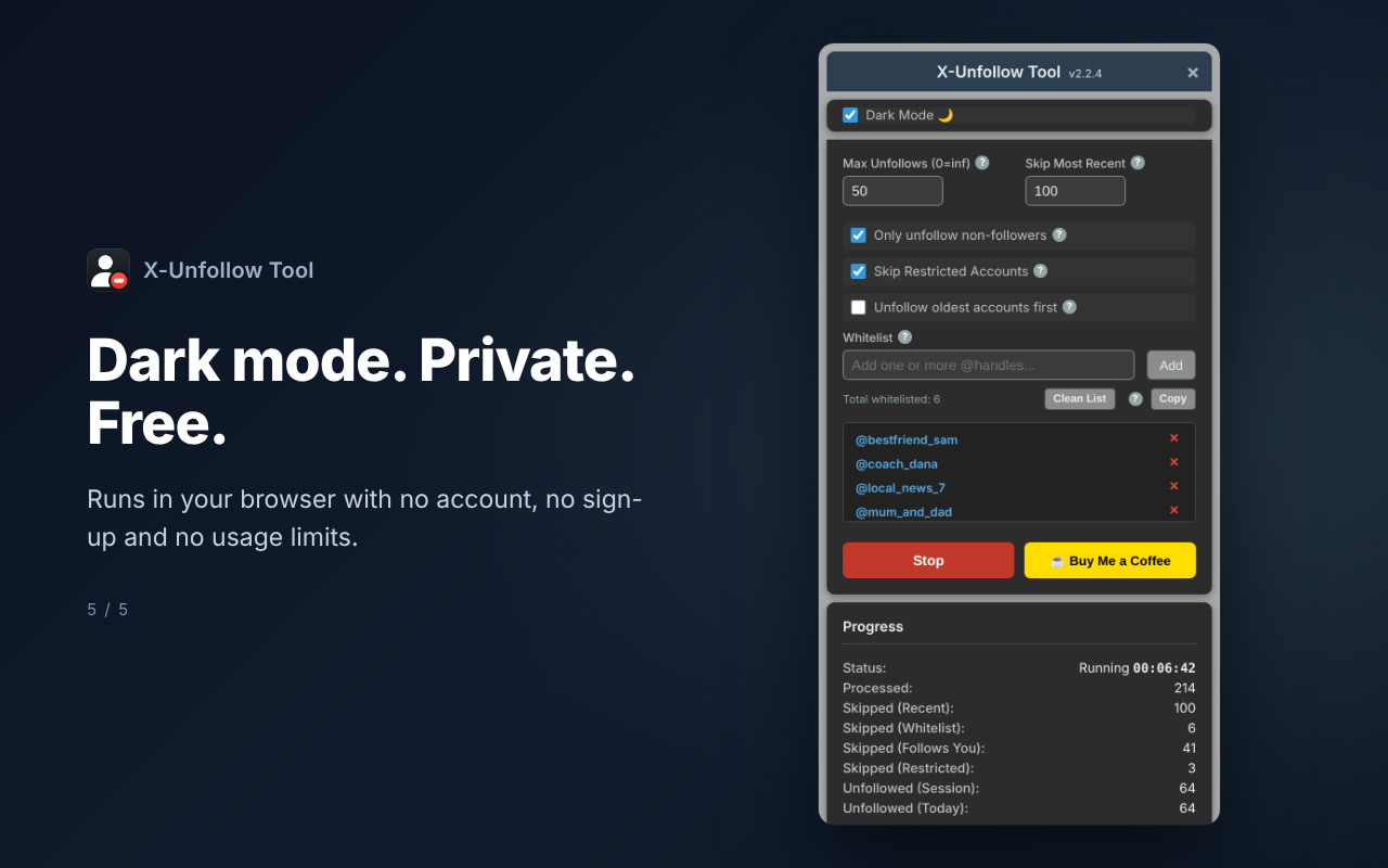X-Unfollow Tool – X(推特)批量取消关注 - 截图 5