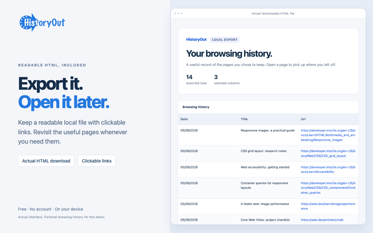 HistoryOut - Export Browser History - 截图 3