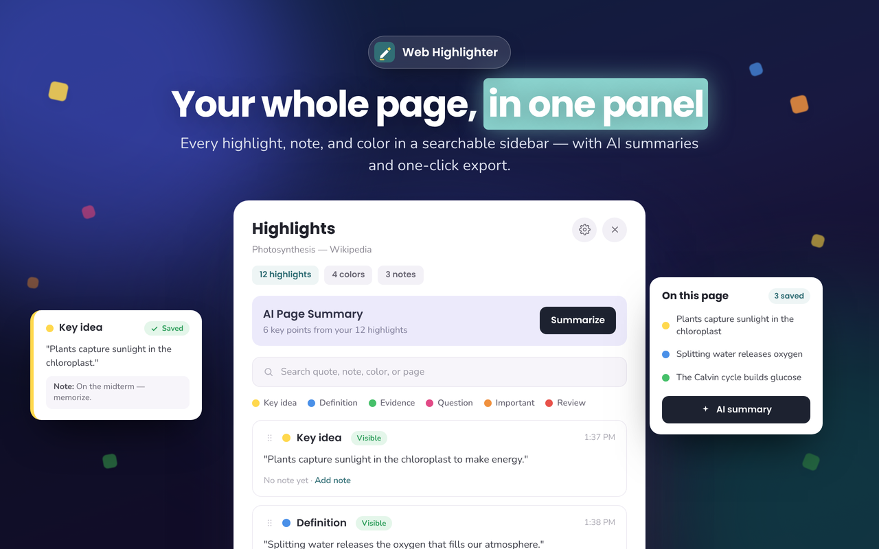 Web Highlighter - 高亮文本、批注并用 AI 做笔记 - 截图 4