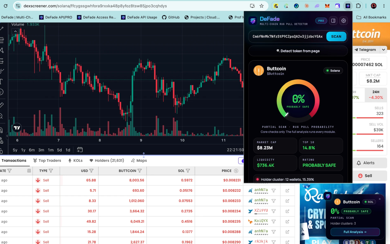 DeFade — Multi-Chain Rug Pull Detector - 截图 2