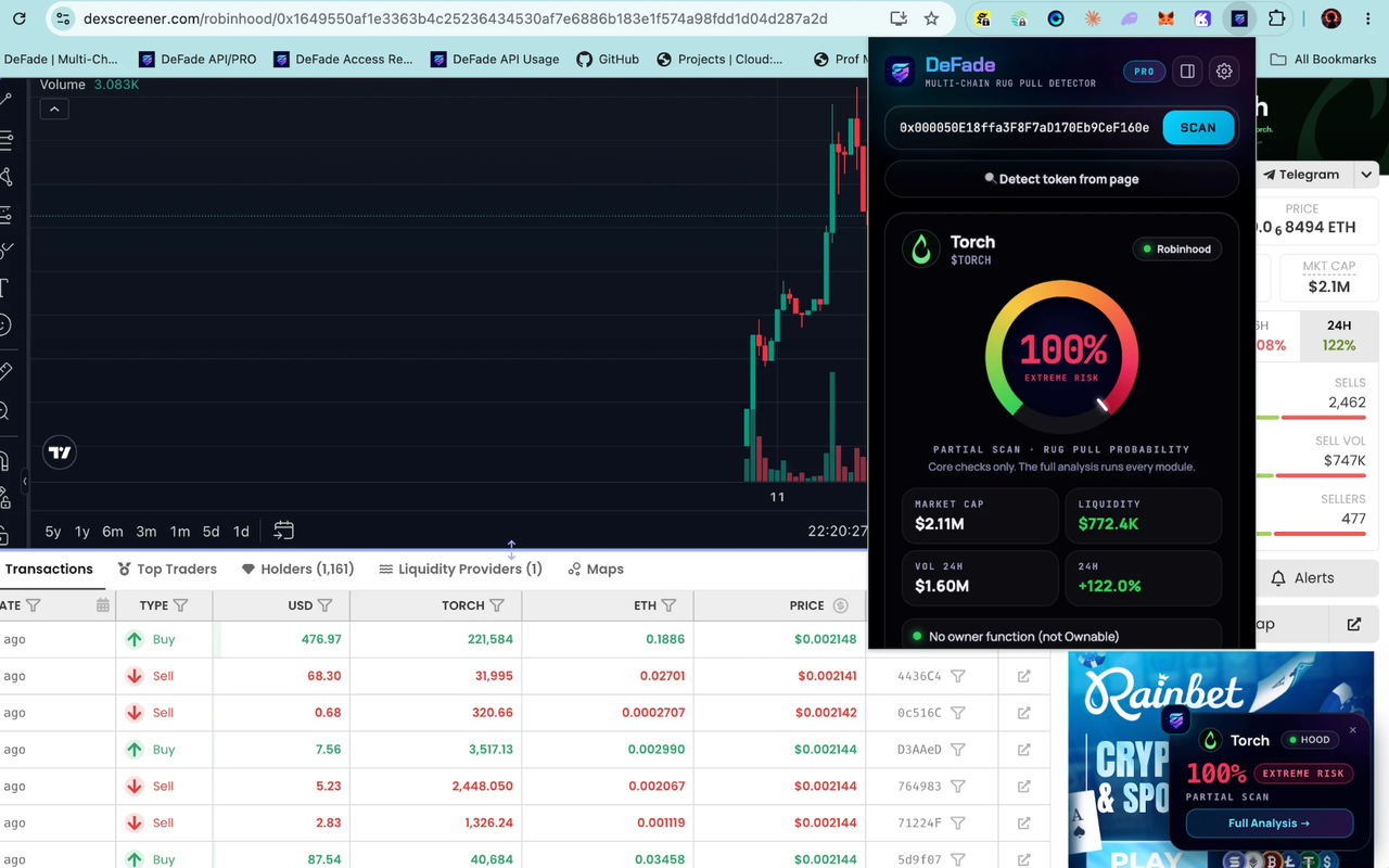 DeFade — Multi-Chain Rug Pull Detector - 截图 3