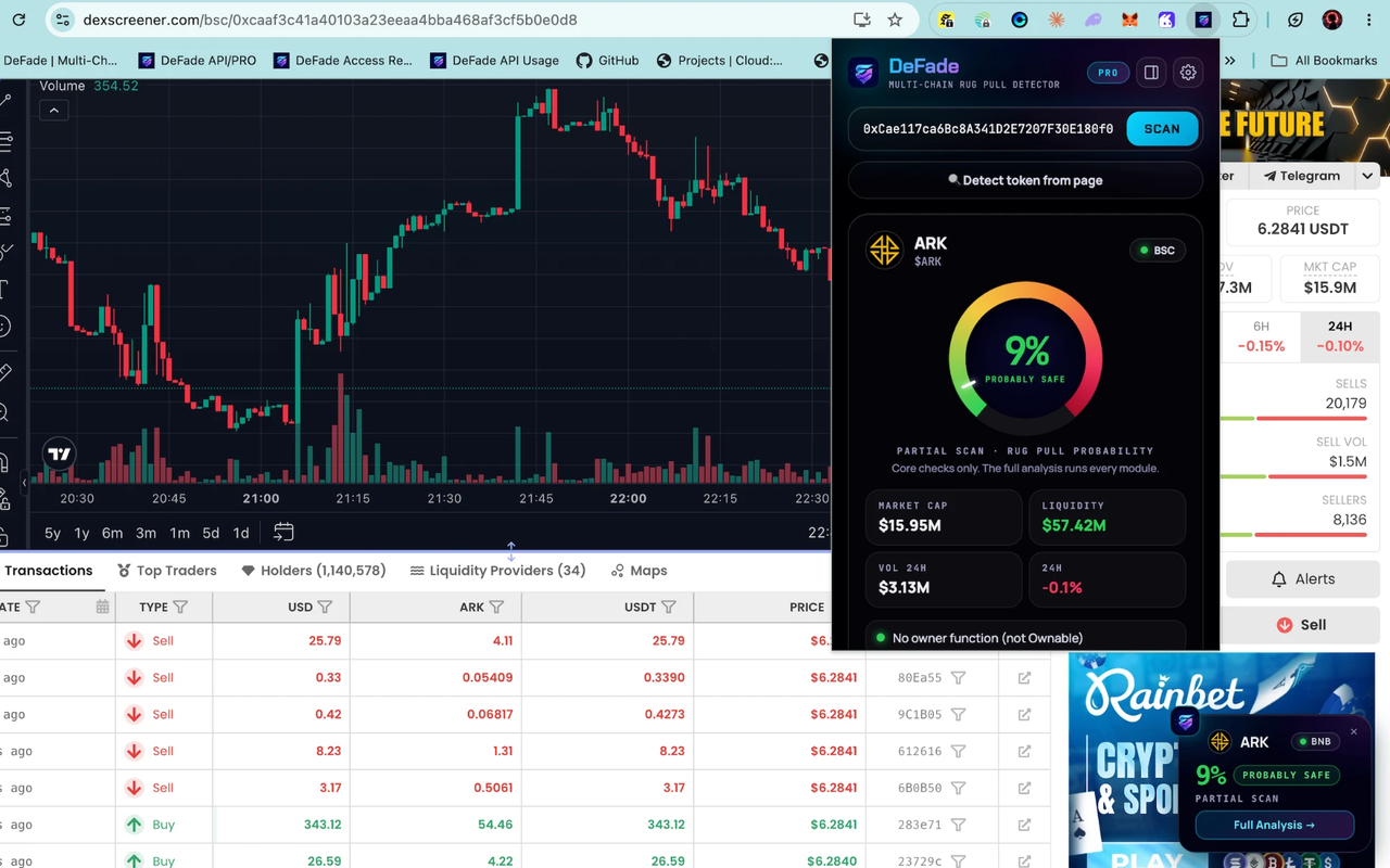 DeFade — Multi-Chain Rug Pull Detector - 截图 4