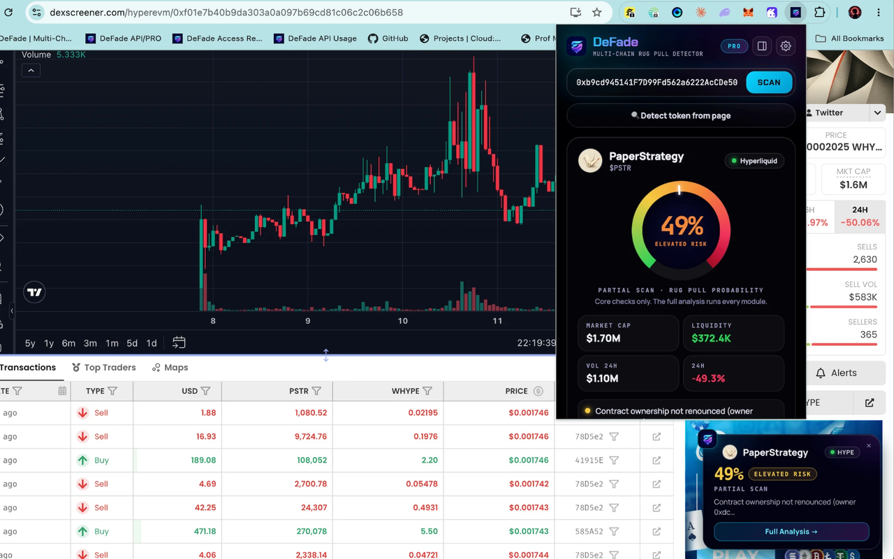 DeFade — Multi-Chain Rug Pull Detector - 截图 6