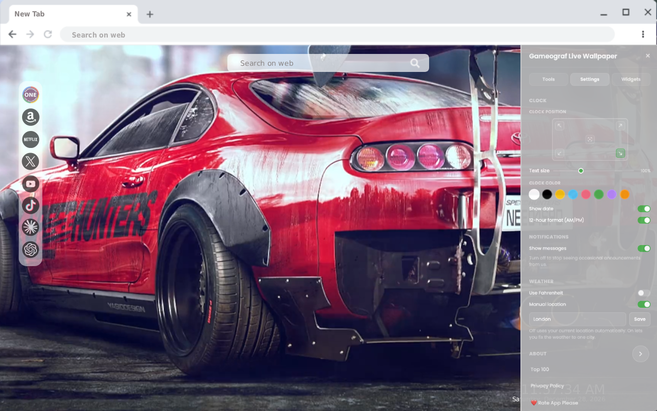 Toyota Supra in Need For Speed Live Wallpaper - 截图 2