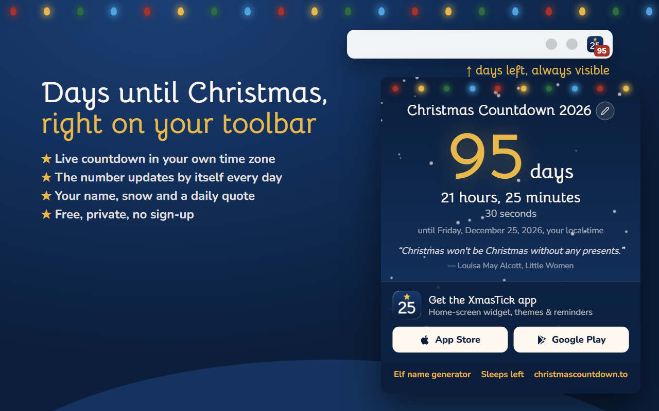 Christmas Countdown 2026 – Days Until Christmas - 截图 1
