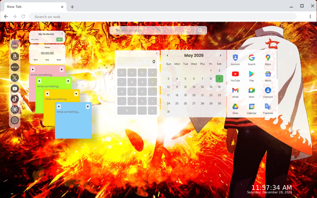 Naruto Uzumaki Flaming Live Wallpaper New Tab - 截图 3