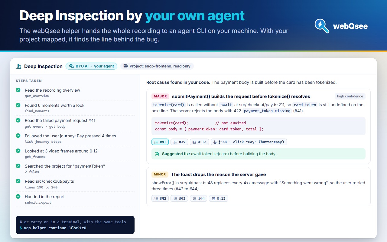 webQsee: AI Debugging with Session Replay & Network Capture - 截图 3