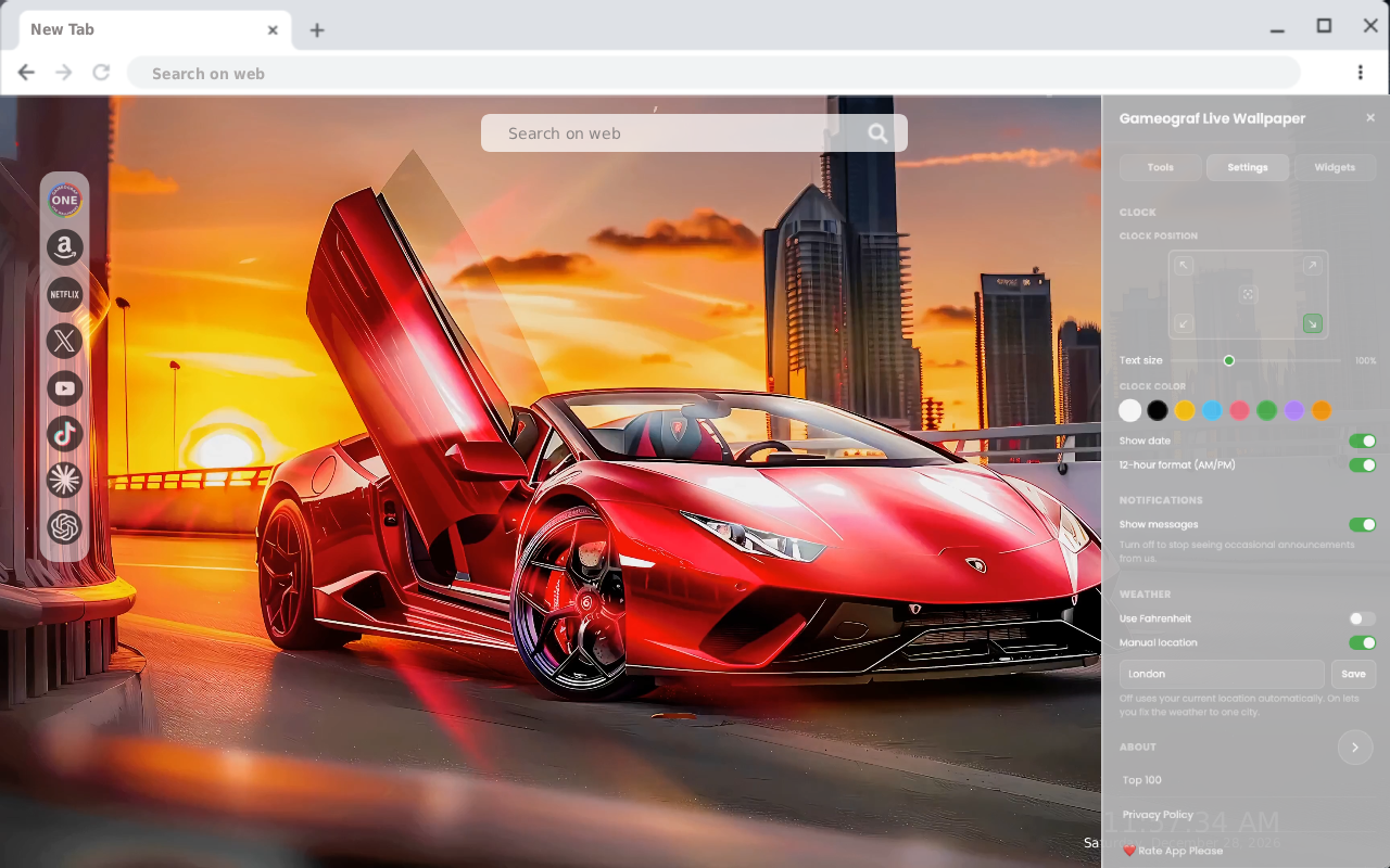 Red Lamborghini Live Wallpaper New Tab - 截图 2